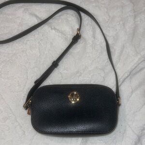 Michael Kors Fulton Double Zip Crossbody Bag Black Pebbled Leather - Like New
